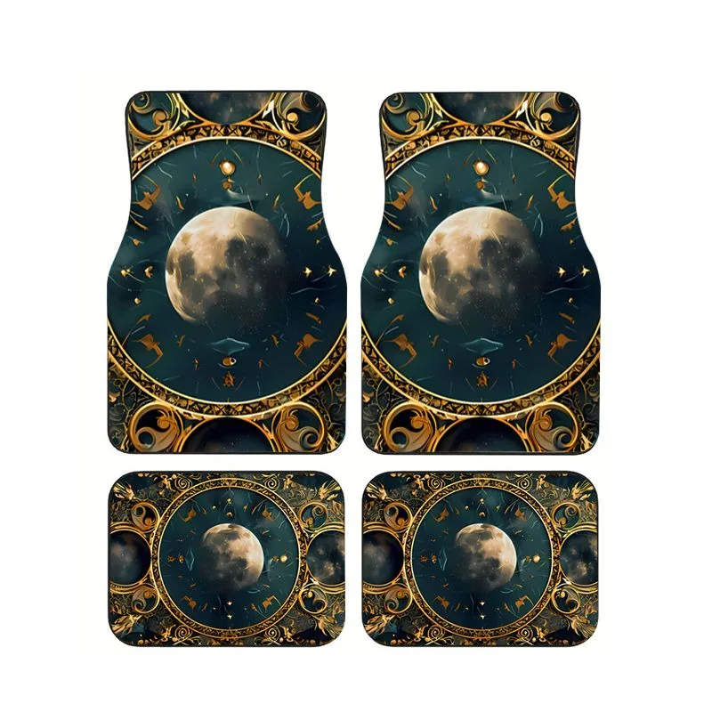 Vintage Teal Gold Moon Print Car Floor Mats 4pcs Universal Anti-slip Carpets For Car Interior
Vintage Teal Gold Moon Print Car Floor Mats 4pcs Universal Anti-slip Carpets For Car Interior