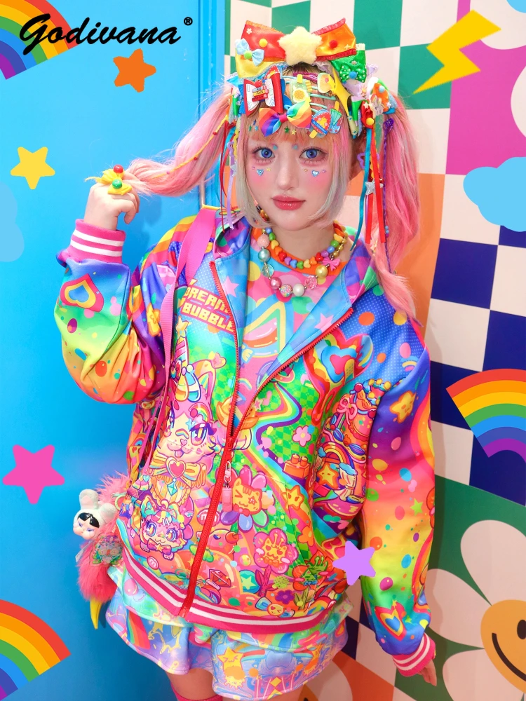 Harajuku Rainbow Cat Color Block Oversized Jacket Original Design New Spring Lightweight Zipper Hooded Coat with 3d Cat Ear
Harajuku Rainbow Cat Color Block Oversized Jacket Original Design New Spring Lightweight Zipper Hooded Coat with 3d Cat Ear