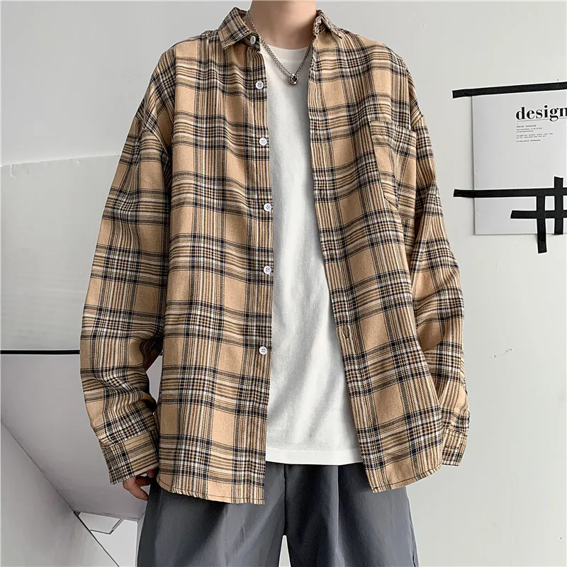 Trendy Plaid Long Sleeve Men's Shirt Casual Loose Style Student Fashion Spring Outerwear Hong Kong Style Spring Summer Autumn
Trendy Plaid Long Sleeve Men's Shirt Casual Loose Style Student Fashion Spring Outerwear Hong Kong Style Spring Summer Autumn