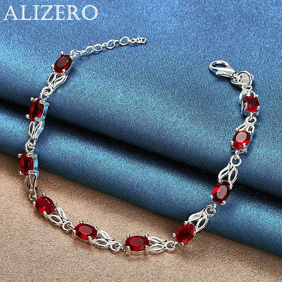 ALIZERO 925 Sterling Silver Bracelet Red Crystal Zircon Bracelets For Women Fashion Wedding Party Jewelry Gifts
ALIZERO 925 Sterling Silver Bracelet Red Crystal Zircon Bracelets For Women Fashion Wedding Party Jewelry Gifts
