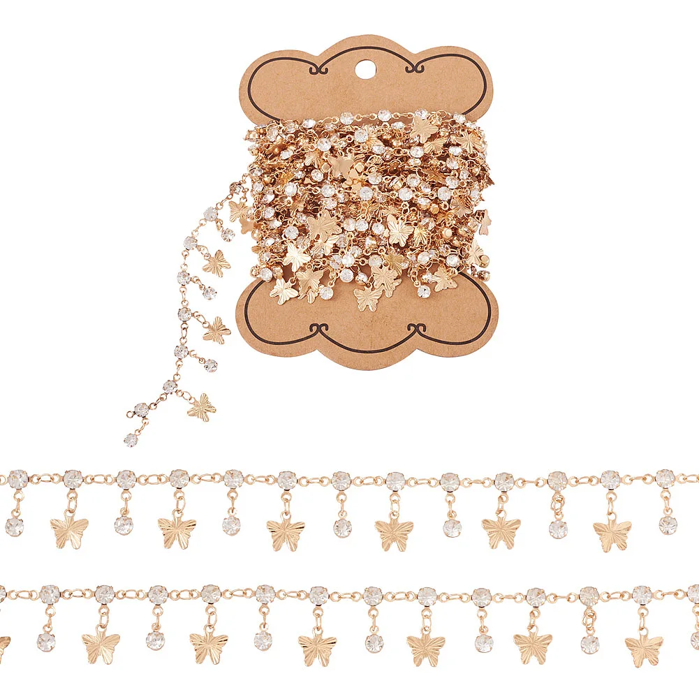 3m/roll Handmade Rhinestone Flat Round Link Chains with Brass Butterfly Charms Soldered Light Gold for DIY Jewelry Necklace
3m/roll Handmade Rhinestone Flat Round Link Chains with Brass Butterfly Charms Soldered Light Gold for DIY Jewelry Necklace