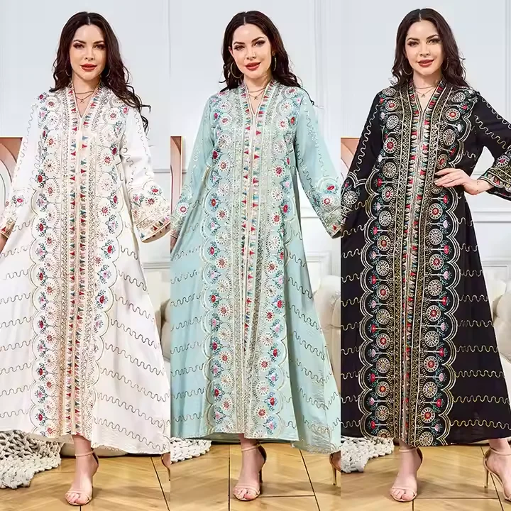 2025 OEM Элегантное свободное вечернее платье с v-образным вырезом, женское Абая с блестками, мусульманский халат, весенний сезон для Ид, Дубая, Ближний Восток
2025 OEM Элегантное свободное вечернее платье с v-образным вырезом, женское Абая с блестками, мусульманский халат, весенний сезон для Ид, Дубая, Ближний Восток