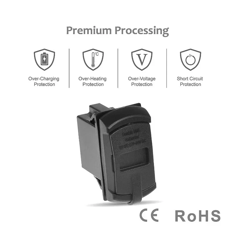 Rocker Switch Car Charger, Dual USB with Voltage Display for Car Boat RV
Rocker Switch Car Charger, Dual USB with Voltage Display for Car Boat RV