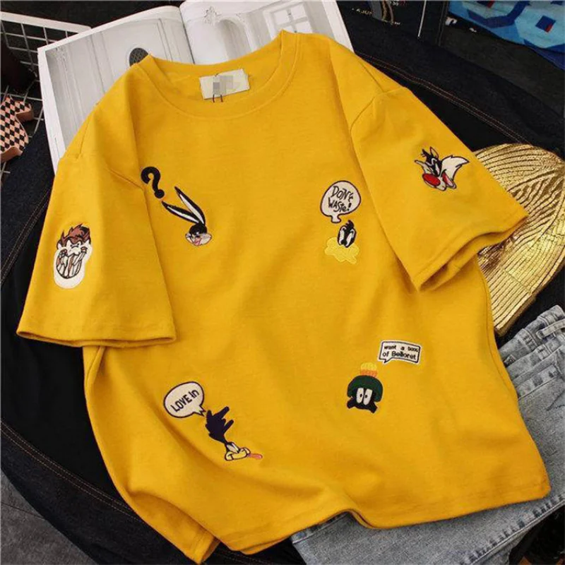 Embroidered Loose Fit Plus Size Korean Style Short SleevetT-Shirt for Female Students and Couples, Base Shirt, Top, Female Forei
Embroidered Loose Fit Plus Size Korean Style Short SleevetT-Shirt for Female Students and Couples, Base Shirt, Top, Female Forei