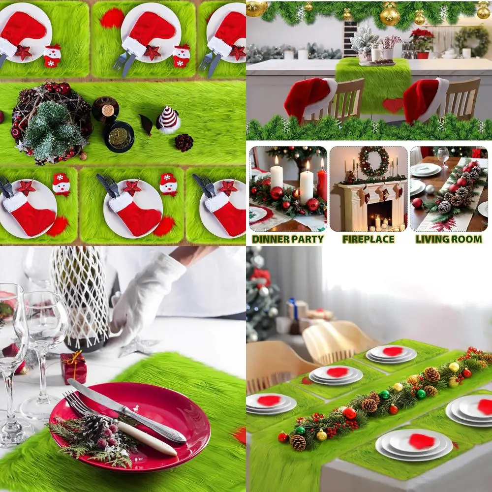 Lime Green Faux Fur Christmas Table Runner & Placemats Set, 72x13 Inches, Whimsical Holiday Dining Decor
Lime Green Faux Fur Christmas Table Runner & Placemats Set, 72x13 Inches, Whimsical Holiday Dining Decor