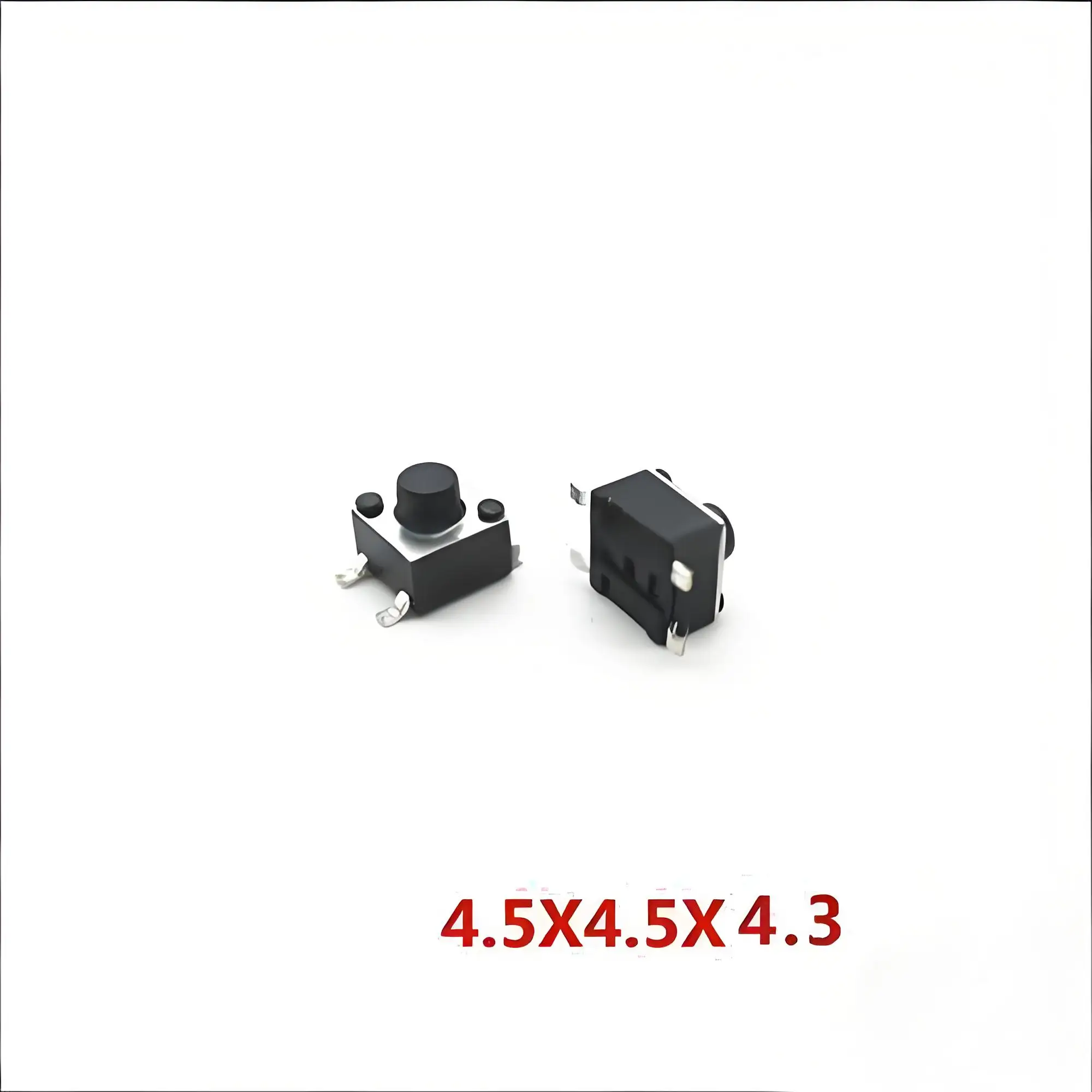 900pcs 4.5*4.5*4.3mm 4pin SMD Black Micro Push Button Switch Tactile Tact Momentary Electronic Switch
900pcs 4.5*4.5*4.3mm 4pin SMD Black Micro Push Button Switch Tactile Tact Momentary Electronic Switch