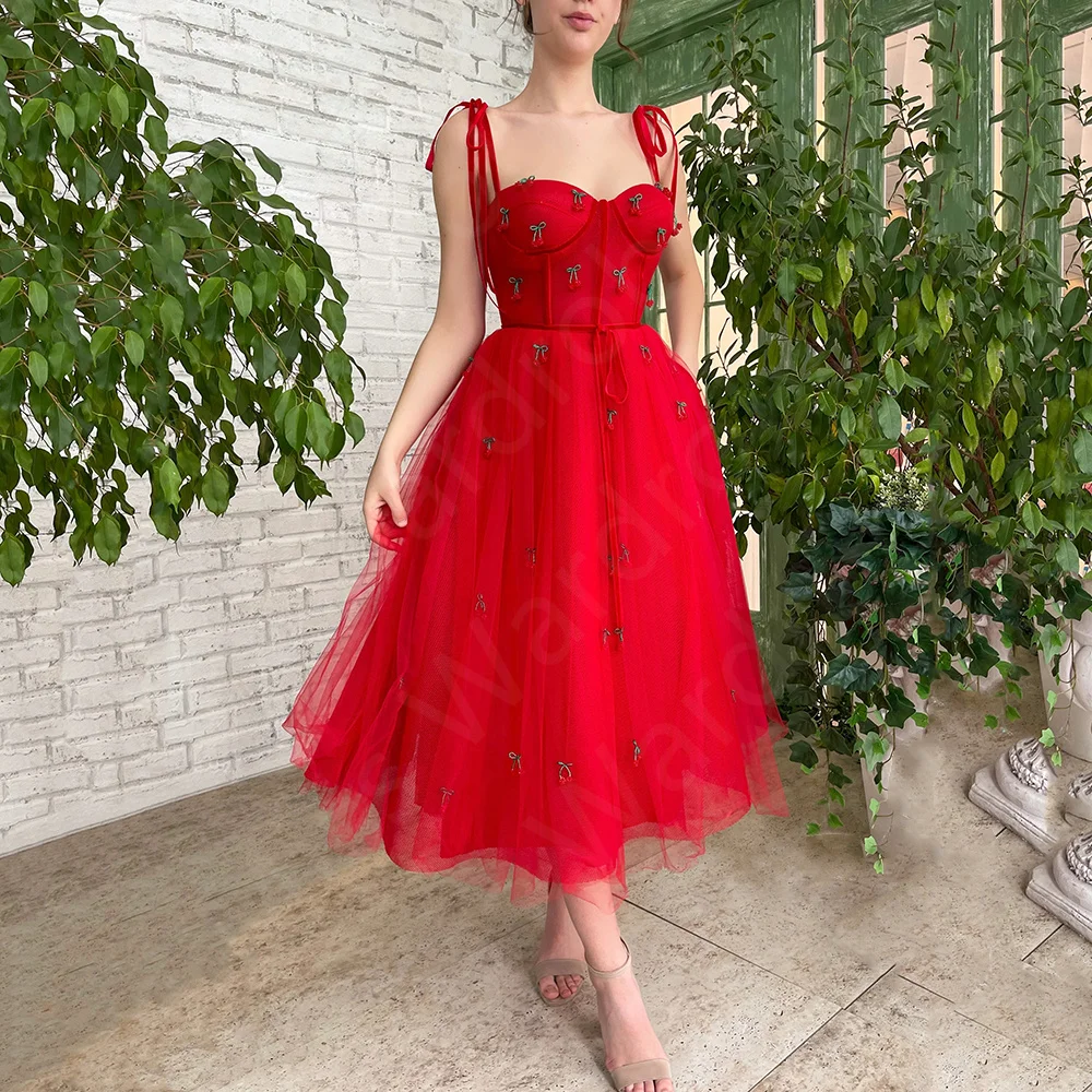 Customized Lovely Red Prom Dresses Short 2025 Sweetheart with Straps Wedding Party Dresses Tea Length Evening Gowns Sleeveless
Customized Lovely Red Prom Dresses Short 2025 Sweetheart with Straps Wedding Party Dresses Tea Length Evening Gowns Sleeveless