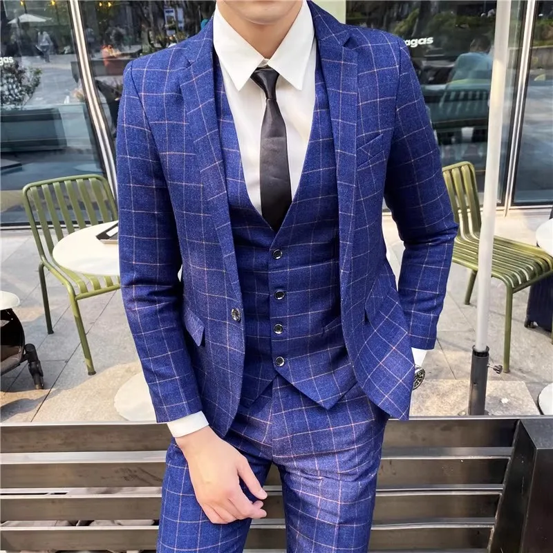 (Blazer+Pants+Vest) New Men Business Social Plaid Suit Slim Fit Clothing Black Blue Fashion Boutique Male Wedding Party Dress
(Blazer+Pants+Vest) New Men Business Social Plaid Suit Slim Fit Clothing Black Blue Fashion Boutique Male Wedding Party Dress