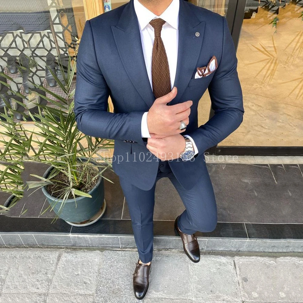 Elegant Suits For Men 3 Pieces Peak Lapel Slim Fit Formal Classic Best Men Wedding Dress (Blazer+Vest+Pants) Costume Homme
Elegant Suits For Men 3 Pieces Peak Lapel Slim Fit Formal Classic Best Men Wedding Dress (Blazer+Vest+Pants) Costume Homme