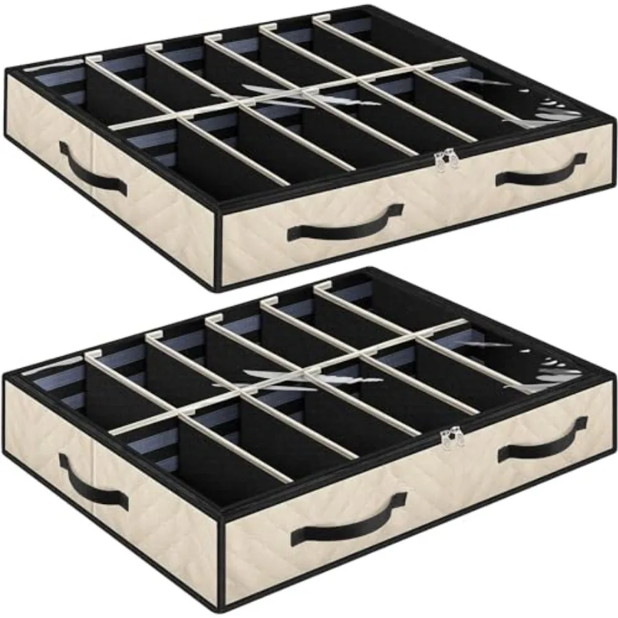 Under Bed Shoe Storage, Set of 2, Sturdy Sidewalls, Adjustable Dividers, Reinforced Handle, Sturdy Zipper, Bottom with Panel St
Under Bed Shoe Storage, Set of 2, Sturdy Sidewalls, Adjustable Dividers, Reinforced Handle, Sturdy Zipper, Bottom with Panel St