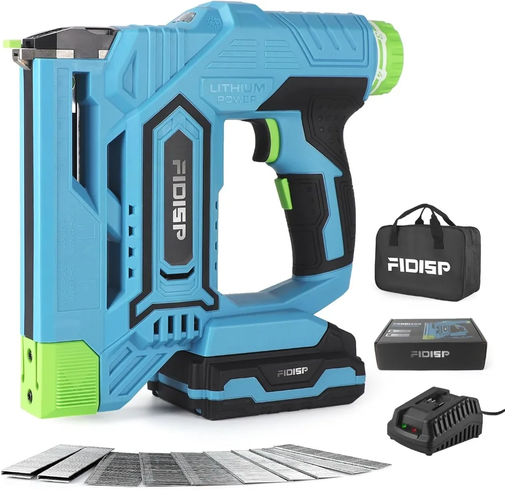 Battery Powered, 2 in 1 Cordless Nail Gun with Battery and Charger,A Storage Bag, 1000 Staples and 1500 Nail for Carpentry & DIY
Battery Powered, 2 in 1 Cordless Nail Gun with Battery and Charger,A Storage Bag, 1000 Staples and 1500 Nail for Carpentry & DIY