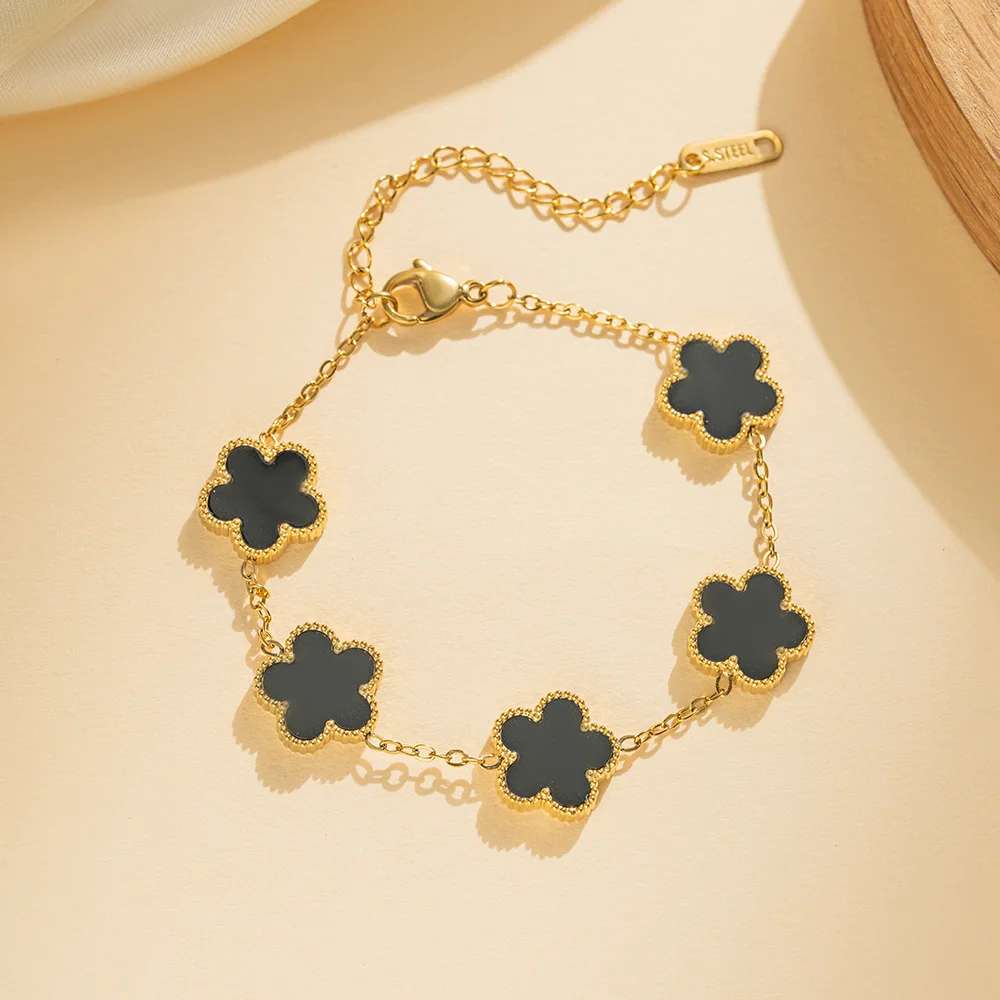 Classic Luxury Stainless Steel Bracelet Ladies Adjustable Five Flower Bracelets for Women New Fashion Party Jewelry Gifts Clover
Classic Luxury Stainless Steel Bracelet Ladies Adjustable Five Flower Bracelets for Women New Fashion Party Jewelry Gifts Clover