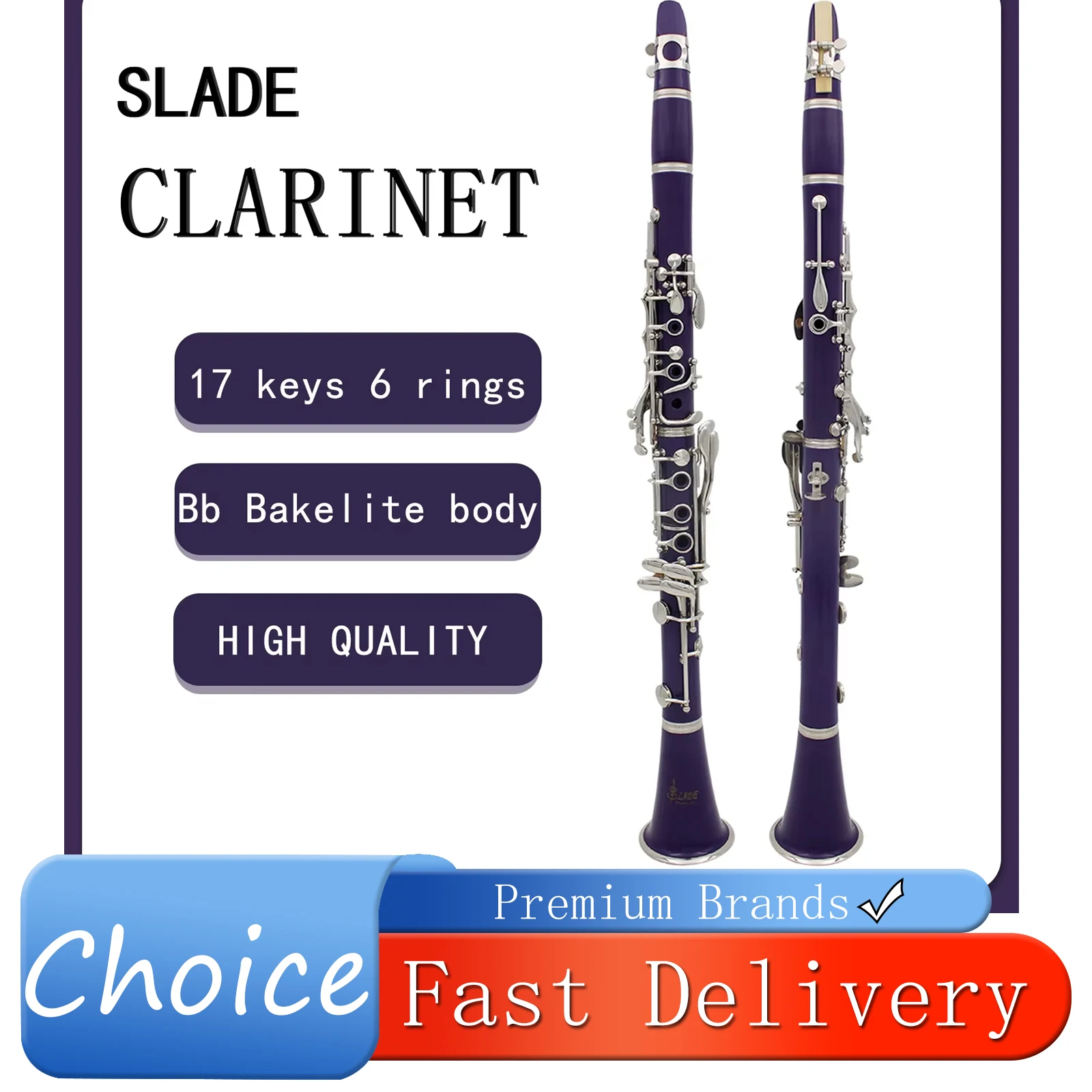 SLADE Clarinet Bb Clarinet 17 Keys 6 Rings Blackwinds Clarinetto Portable Bakelite Clarinet Professional Woodwind Instruments
SLADE Clarinet Bb Clarinet 17 Keys 6 Rings Blackwinds Clarinetto Portable Bakelite Clarinet Professional Woodwind Instruments