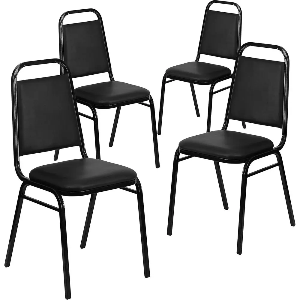 Series Trapezoidal Vinyl Banquet and Event Chairs, Commercial Event Chairs with Padded Seats and Backs, Set of 4, Black
Series Trapezoidal Vinyl Banquet and Event Chairs, Commercial Event Chairs with Padded Seats and Backs, Set of 4, Black