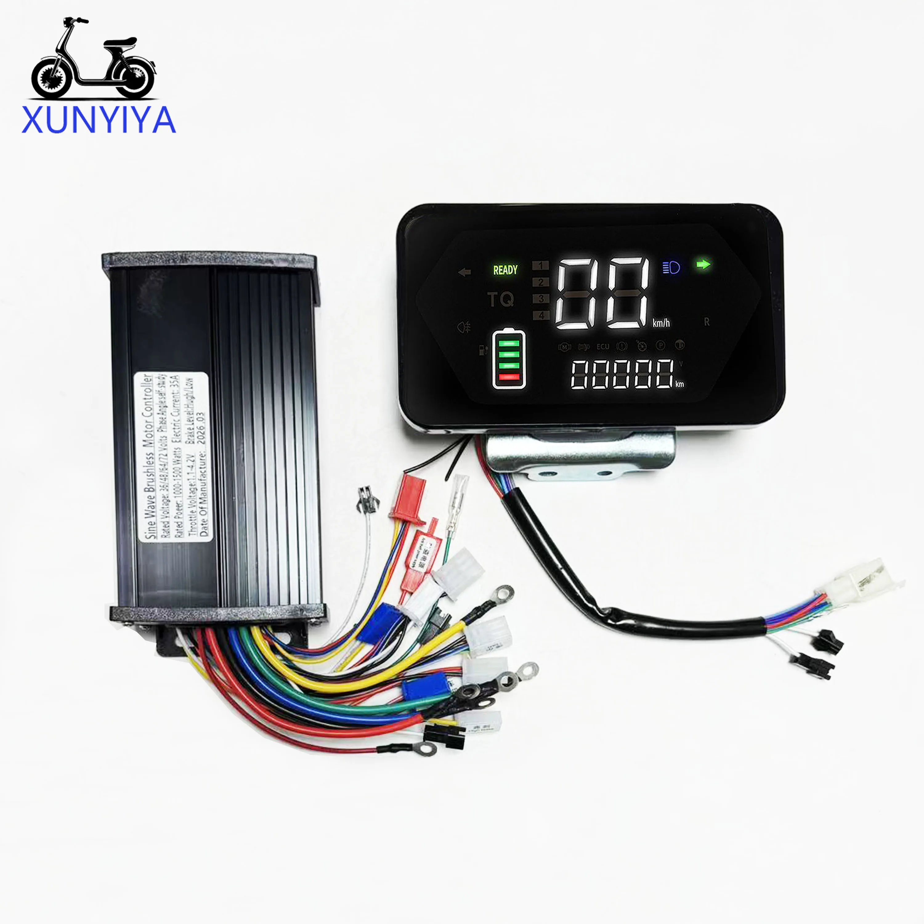 Sine Wave Brushless Motor Controller 1000W-1500W 35A 36V/48V/64V/72V 12Mosfet with power/speed/fault code display for e-bicycle
Sine Wave Brushless Motor Controller 1000W-1500W 35A 36V/48V/64V/72V 12Mosfet with power/speed/fault code display for e-bicycle