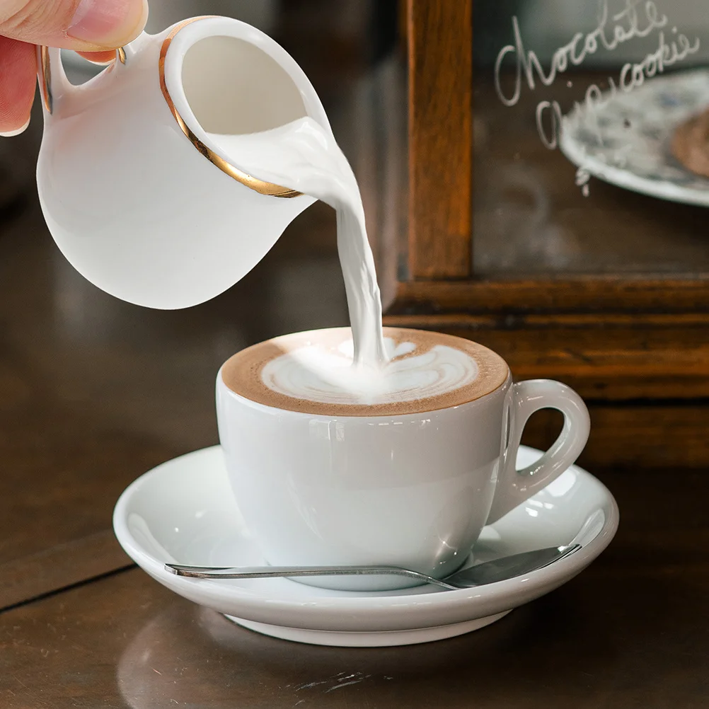 Gold Rim Ceramic Cream Pitcher Multifunction Milk Pitcher Household Creamer Dispenser Sauce Syrup Holder Home Supply
Gold Rim Ceramic Cream Pitcher Multifunction Milk Pitcher Household Creamer Dispenser Sauce Syrup Holder Home Supply