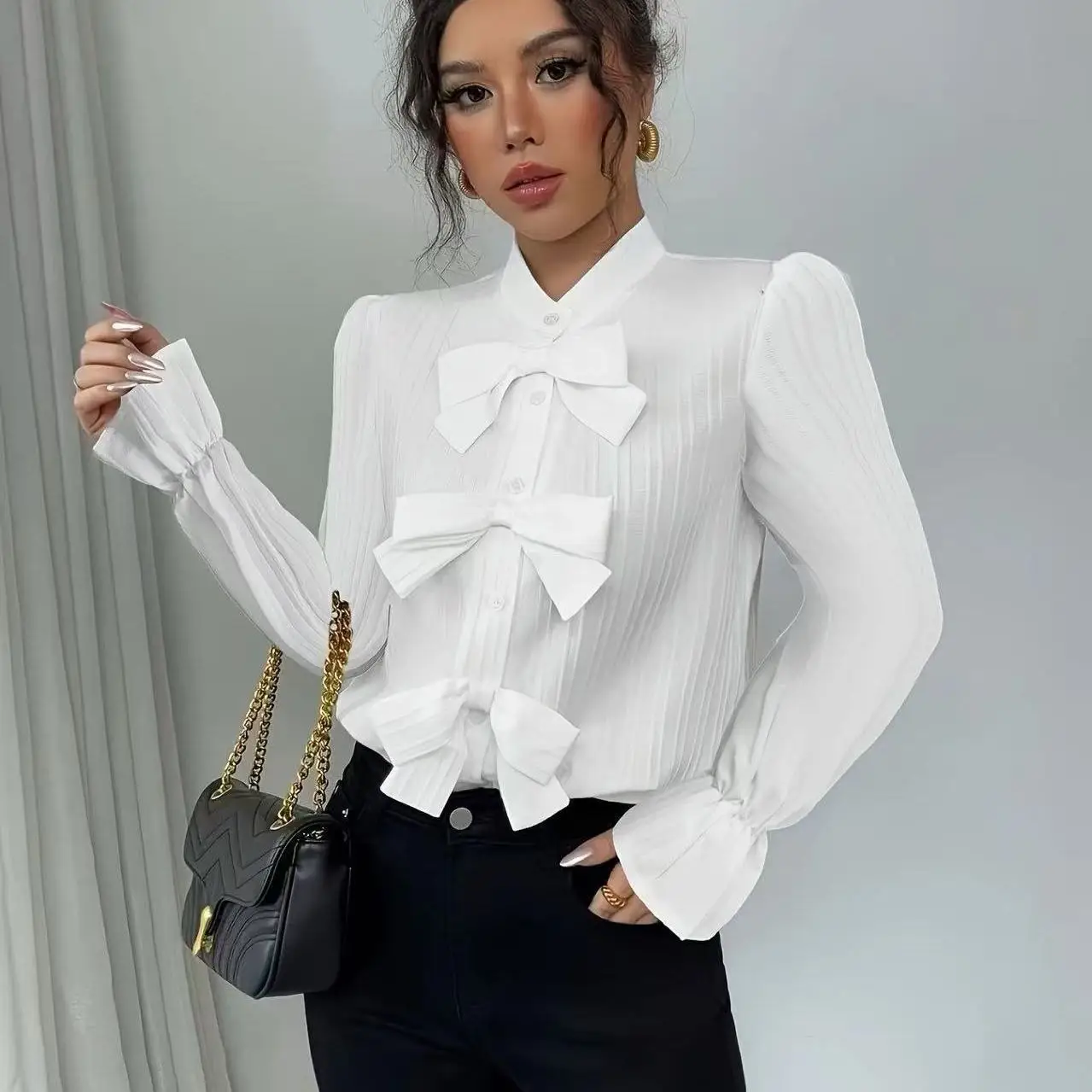 Women's Shirt 2026 Spring And Autumn New French Style Long Sleeve Top With Decorative Three-dimensional Bow Design Lace Maxi
Women's Shirt 2026 Spring And Autumn New French Style Long Sleeve Top With Decorative Three-dimensional Bow Design Lace Maxi