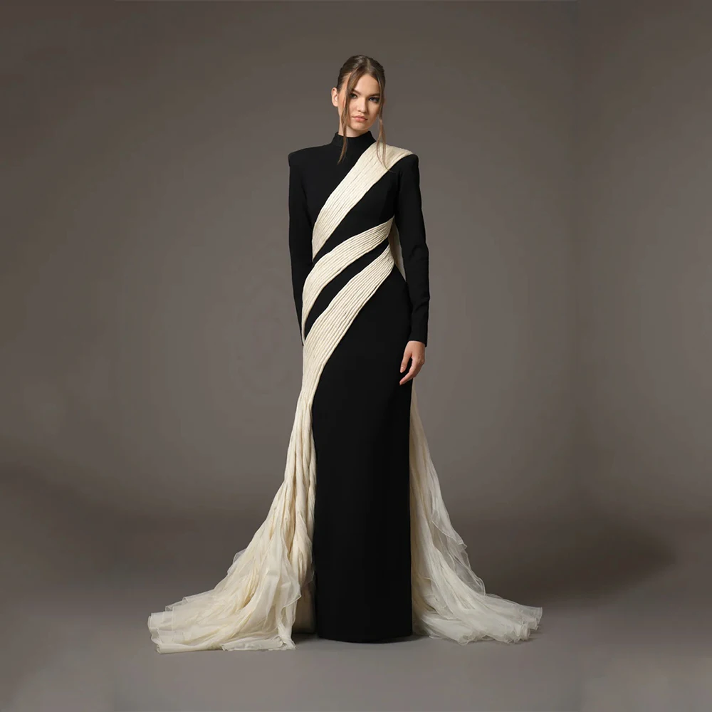 High Quality Black Elegant Customized Crepe and Tulle Evening Dresses O-Neck A-line Prom Gowns for Floor Length for 2026 Styl
High Quality Black Elegant Customized Crepe and Tulle Evening Dresses O-Neck A-line Prom Gowns for Floor Length for 2026 Styl