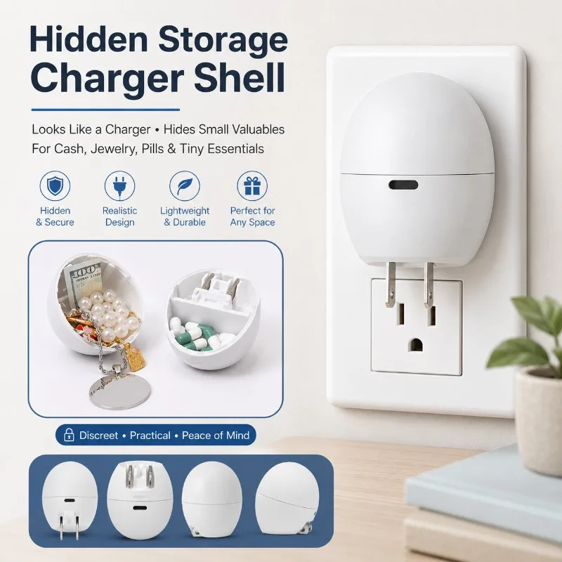 Egg-Shaped Hidden Storage Charger Shell, US Plug Style Secret Stash Container for Cash Jewelry Pills Keys and Tiny Essentials
Egg-Shaped Hidden Storage Charger Shell, US Plug Style Secret Stash Container for Cash Jewelry Pills Keys and Tiny Essentials