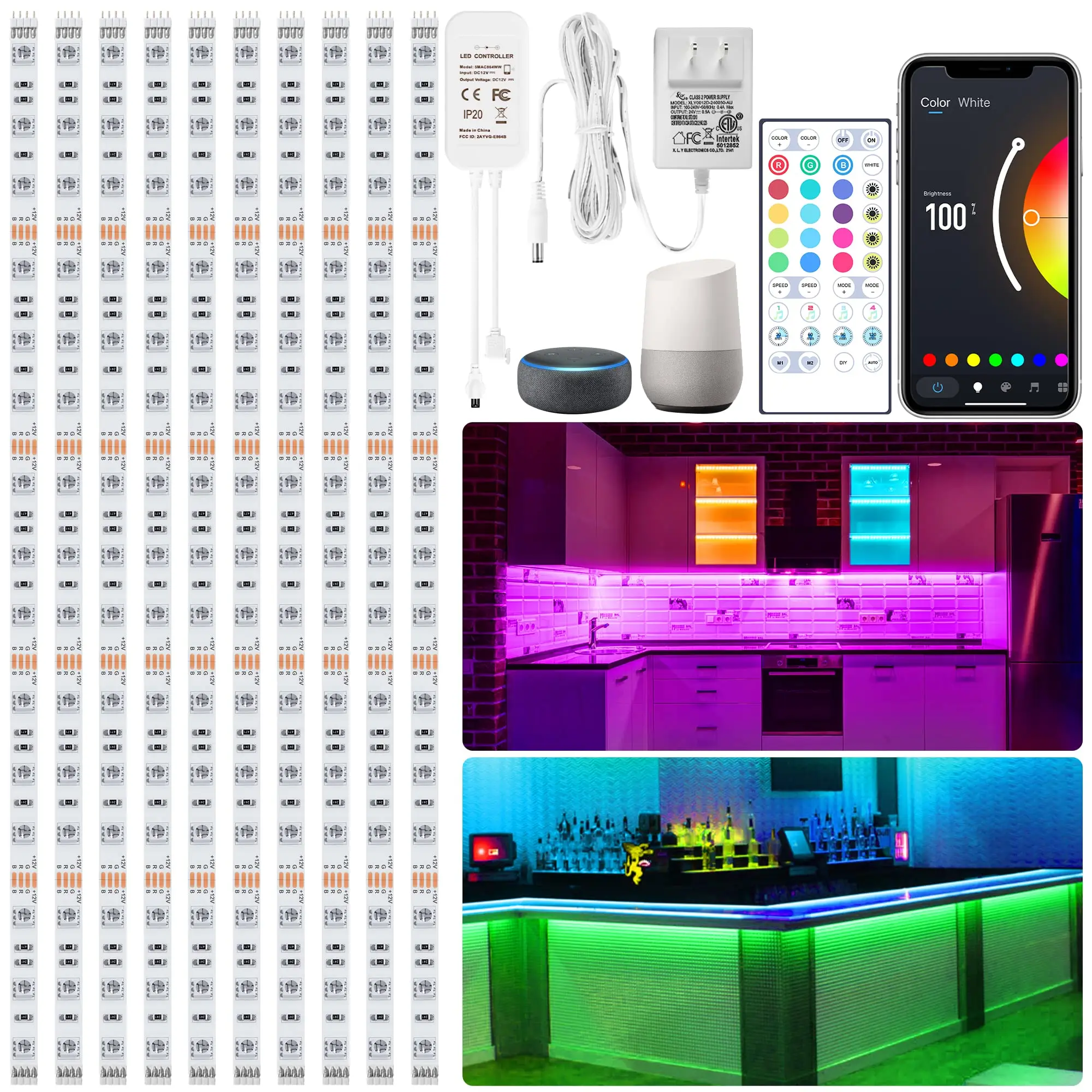 10 PCS Smart RGB Under Cabinet Lights Kit, Work with Alexa and Google Assistant, App and Remote Control, Music Sync Color Changi
10 PCS Smart RGB Under Cabinet Lights Kit, Work with Alexa and Google Assistant, App and Remote Control, Music Sync Color Changi
