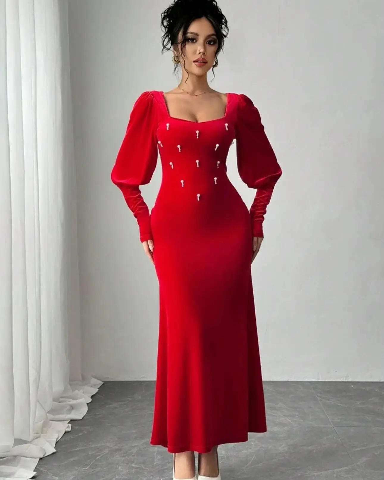 Customized Temperament Mermaid Square Collar Pearls Evening Dresses Delicate Pleats Long Sleeves Vestido De Festa Robe de soirée
Customized Temperament Mermaid Square Collar Pearls Evening Dresses Delicate Pleats Long Sleeves Vestido De Festa Robe de soirée