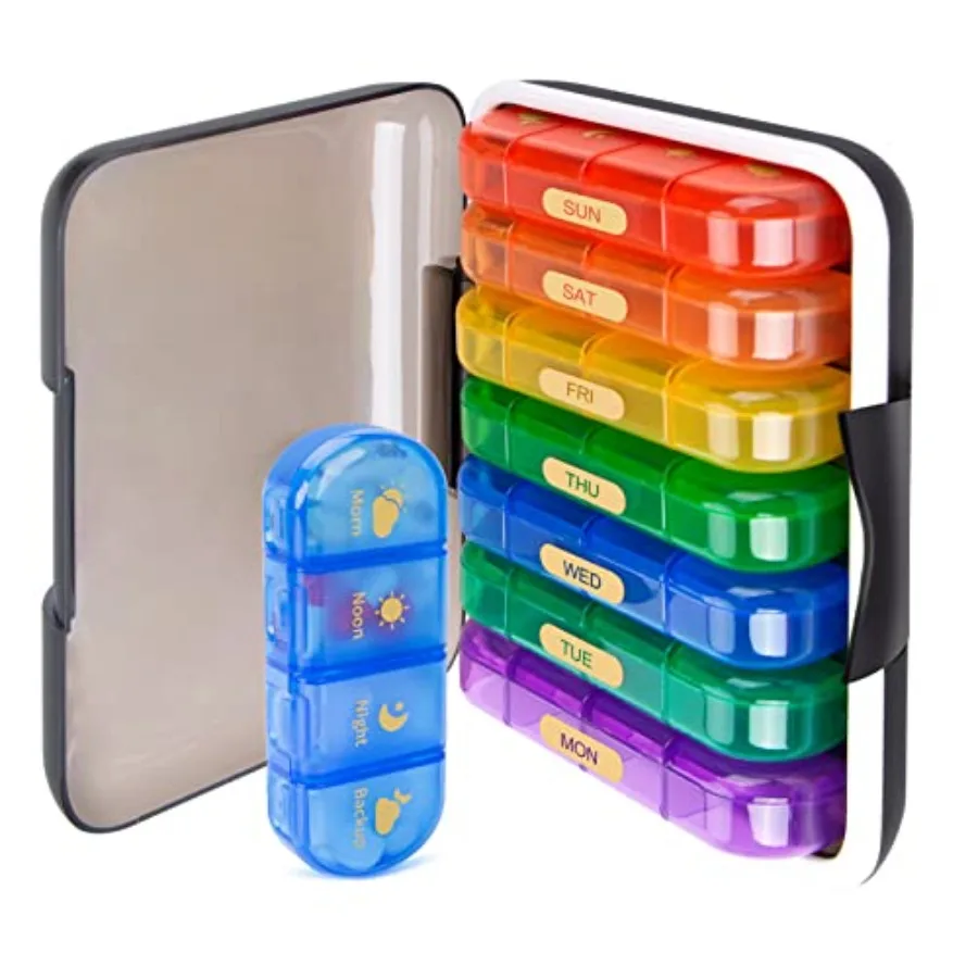 7-Day Pill Organizer wit 28 Cs, Large Weekly Pill 4 Daily Compartments, Moisture-Proof Travel Pill tamins, Medicats, plements,
7-Day Pill Organizer wit 28 Cs, Large Weekly Pill 4 Daily Compartments, Moisture-Proof Travel Pill tamins, Medicats, plements,