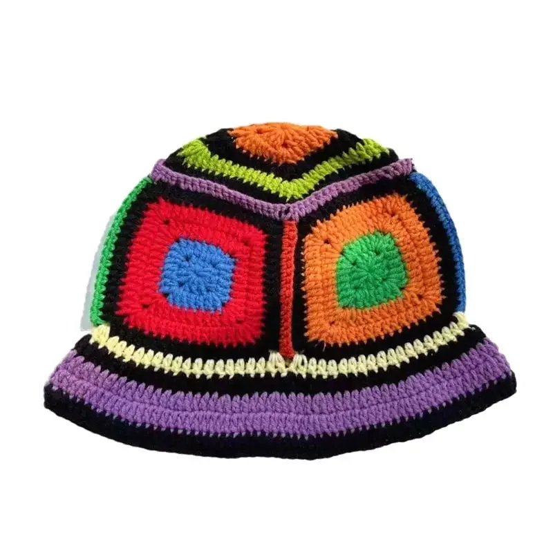 Handmade Knit Contrast Fisherman Hat Versatile Beanies Plaid Colored Fashion Round Crochet Bucket Hat
Handmade Knit Contrast Fisherman Hat Versatile Beanies Plaid Colored Fashion Round Crochet Bucket Hat