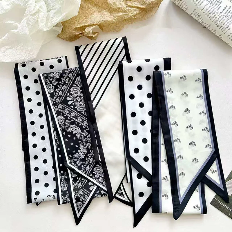Dot Print Flower Silk Scarf Long Narrow Shiny Headband Women Luxury Brand Lady Bag Tie Ribbon Fashion Head Scarves Hair Band
Dot Print Flower Silk Scarf Long Narrow Shiny Headband Women Luxury Brand Lady Bag Tie Ribbon Fashion Head Scarves Hair Band