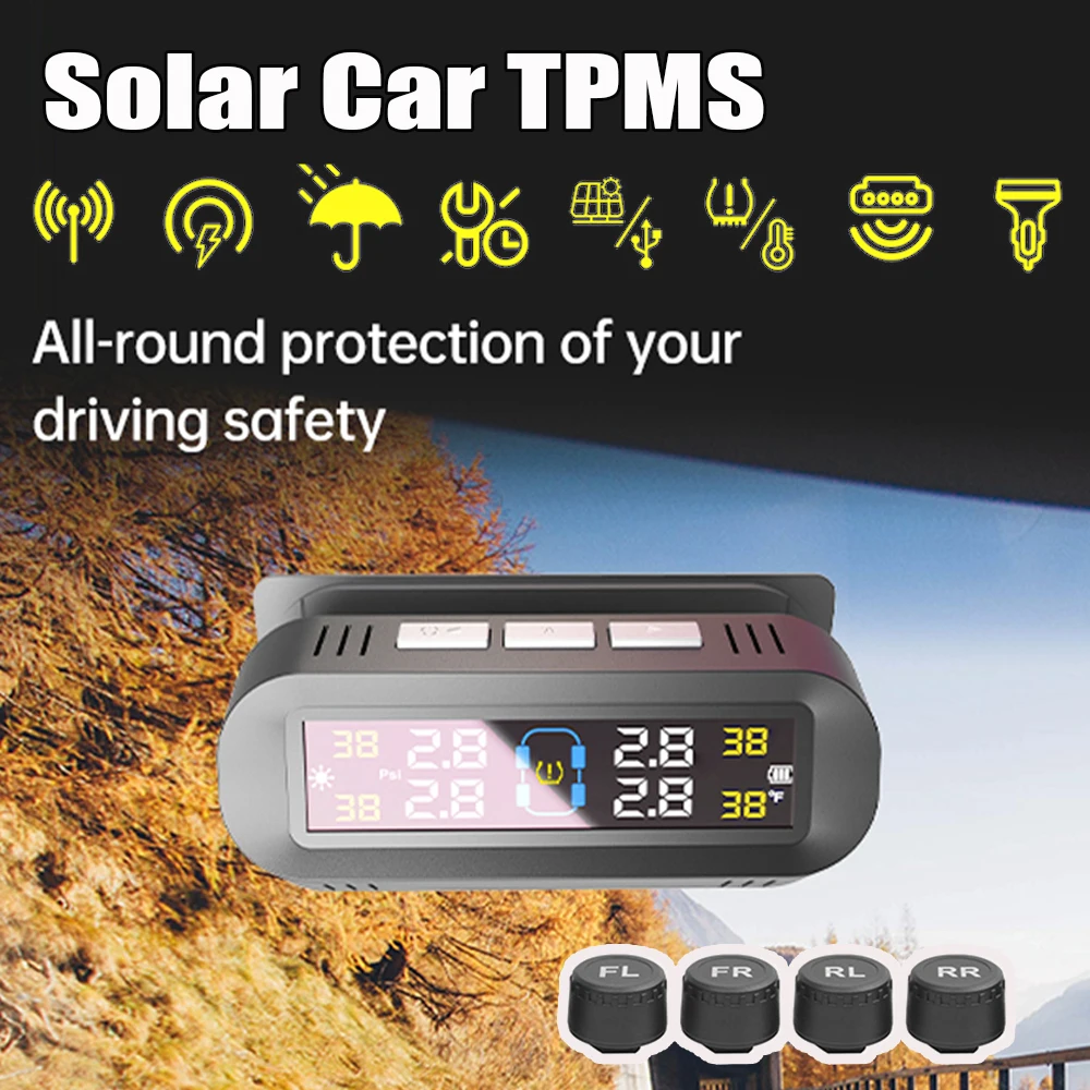 Car Intelligent TPMS Solar Tyre Pressure Monitoring System Parking Sensors Temperature Leakage Alarm Tire Air Pressure Gauge
Car Intelligent TPMS Solar Tyre Pressure Monitoring System Parking Sensors Temperature Leakage Alarm Tire Air Pressure Gauge