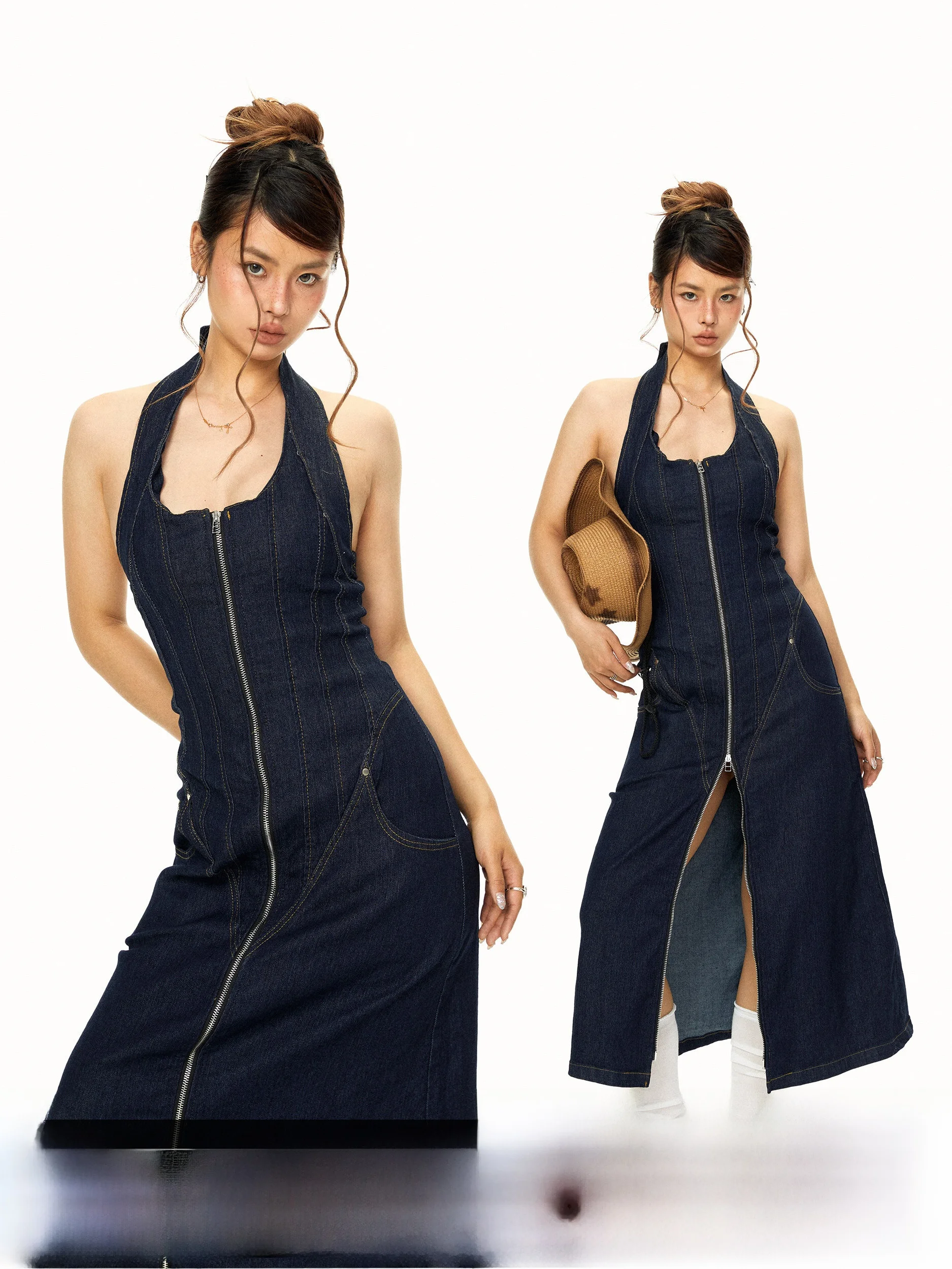 Blackbb Summer Casual Zipper U-Neck Denim Dress Women's Slim Fit Mid-Length Skirt Style Fashionable Backless Denim Gown
Blackbb Summer Casual Zipper U-Neck Denim Dress Women's Slim Fit Mid-Length Skirt Style Fashionable Backless Denim Gown