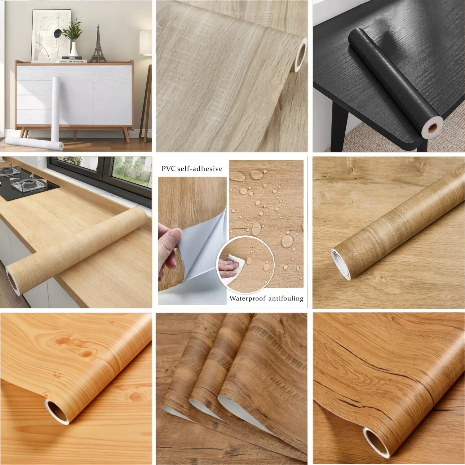 55cm Waterproof Wood Grain 3D Vinyl Stickers Self Adhesive PVC Wallpaper for Wardrobe Cupboard Table Closet Furniture Home Decor
55cm Waterproof Wood Grain 3D Vinyl Stickers Self Adhesive PVC Wallpaper for Wardrobe Cupboard Table Closet Furniture Home Decor
