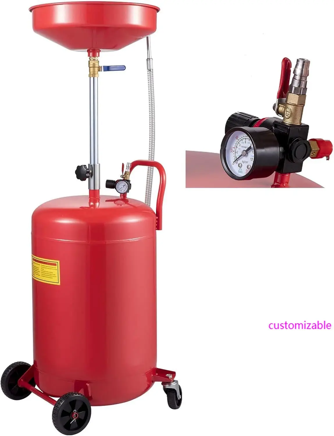 20 Gallon Waste Oil Drain Tank, Portable Oil Lift Drain Pan Air Operated Drainer, Fluid Fuel Drainage Adjustable Funnel Height
20 Gallon Waste Oil Drain Tank, Portable Oil Lift Drain Pan Air Operated Drainer, Fluid Fuel Drainage Adjustable Funnel Height