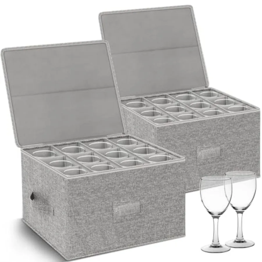 Box 2Pack, Stemware Container Cases, Stackable w/Hard Shell Top Sides Bottom, Moving plies, China Storage Containers for 24 Cry
Box 2Pack, Stemware Container Cases, Stackable w/Hard Shell Top Sides Bottom, Moving plies, China Storage Containers for 24 Cry