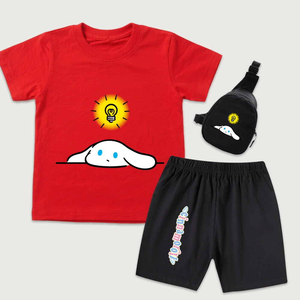 Детская хлопковая футболка с принтом Cinnamoroll Bright Idea, шорты, мини-сумка на грудь, комплект из 3 предметов, повседневная летняя одежда для мальчиков и девочек
Детская хлопковая футболка с принтом Cinnamoroll Bright Idea, шорты, мини-сумка на грудь, комплект из 3 предметов, повседневная летняя одежда для мальчиков и девочек