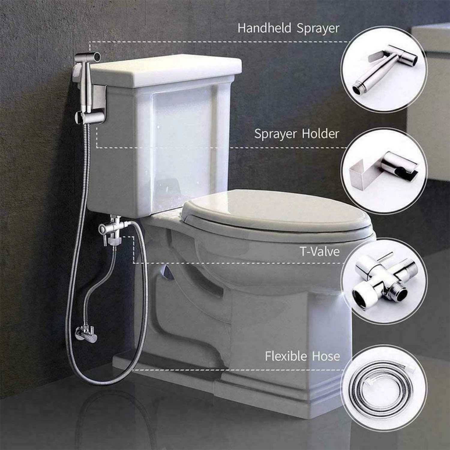 Convenient and Modern Stainless Steel Handheld Bidet Sprayer Kit with Enhanced Easy-to-Use Features - Eco-Friendly, Hygienic Bat
Convenient and Modern Stainless Steel Handheld Bidet Sprayer Kit with Enhanced Easy-to-Use Features - Eco-Friendly, Hygienic Bat