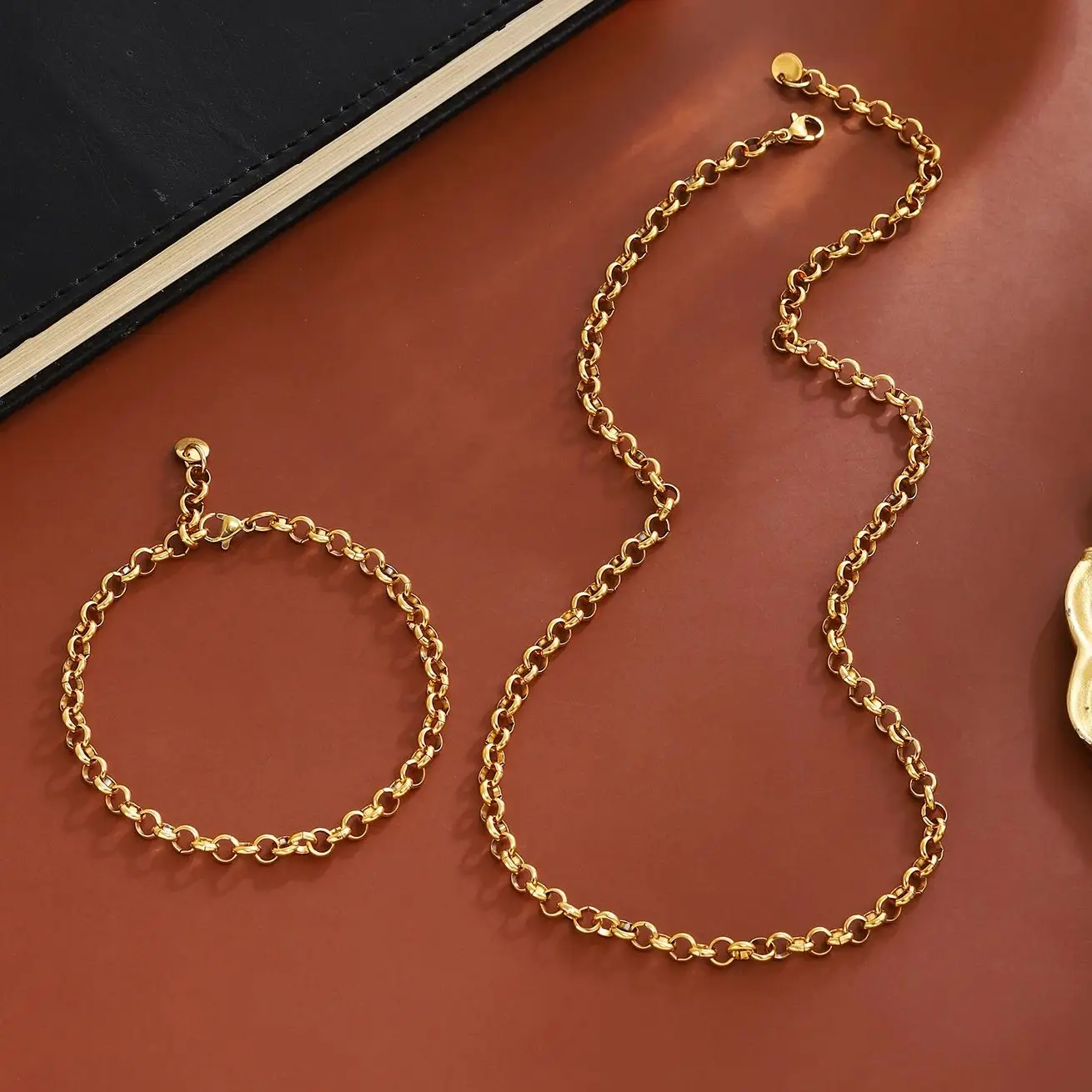 2PC Necklace Bracelet Set For Women Stainless Steel O Link Chain Adjustable Length Matching Waterproof Fashion Jewelry Set Gift
2PC Necklace Bracelet Set For Women Stainless Steel O Link Chain Adjustable Length Matching Waterproof Fashion Jewelry Set Gift