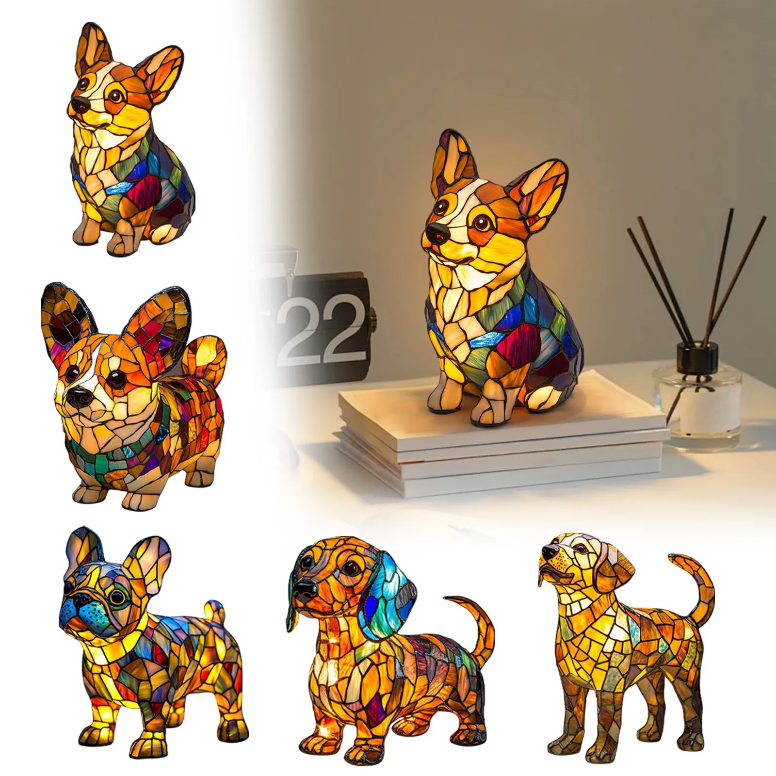 Cute Pet Dog Themed LED Table Lamp Vintage Animal Shape Night Light Creative Magical Stained Retro Home Decoration
Cute Pet Dog Themed LED Table Lamp Vintage Animal Shape Night Light Creative Magical Stained Retro Home Decoration