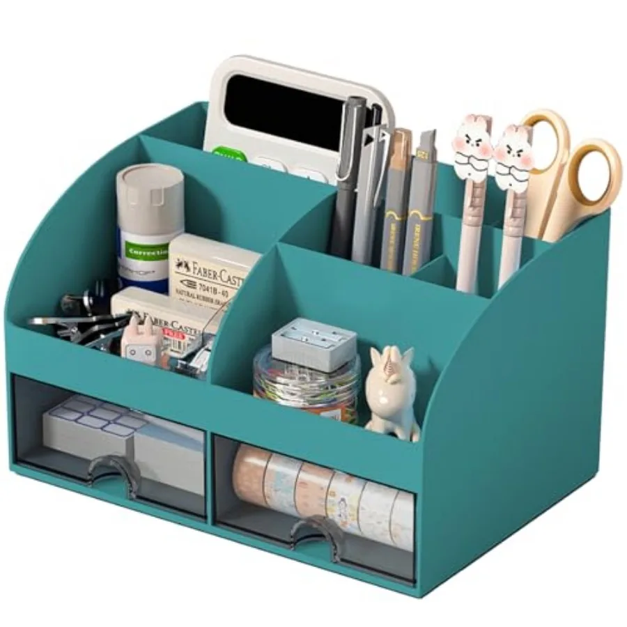 Desk Organizer with 6 Compartments and 2 Drawers, Plastic Makeup Organizer, Pen Holder for Desktop Storage, Desk Organization f
Desk Organizer with 6 Compartments and 2 Drawers, Plastic Makeup Organizer, Pen Holder for Desktop Storage, Desk Organization f