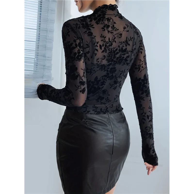 AOAO-Womens Lace Mesh Long Sleeve Top Floral Sheer See Through Tops Mock Neck Shirts Party Club Night Blouses
AOAO-Womens Lace Mesh Long Sleeve Top Floral Sheer See Through Tops Mock Neck Shirts Party Club Night Blouses