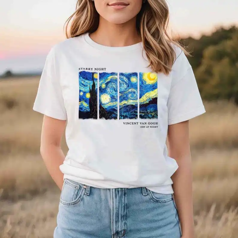 Unisex Van Gogh Inspired Starry Night T-Shirt, Artistic Tee, Galaxy Shirt, Celestial Top, Artist Gift, Vincent Van Gogh Clothing
Unisex Van Gogh Inspired Starry Night T-Shirt, Artistic Tee, Galaxy Shirt, Celestial Top, Artist Gift, Vincent Van Gogh Clothing