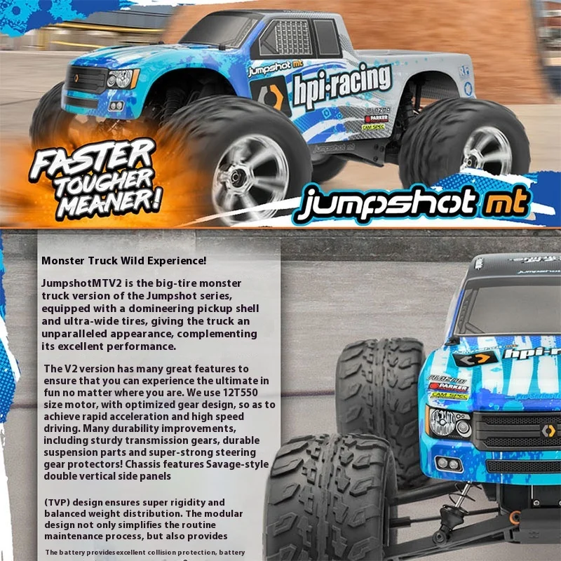 HPI Jumpshot MT V2 Flux пульт дистанционного управления электрический 1/10 полномасштабный двухколесный привод внедорожник радиоуправляемая модель игрушка с дистанционным управлением
HPI Jumpshot MT V2 Flux пульт дистанционного управления электрический 1/10 полномасштабный двухколесный привод внедорожник радиоуправляемая модель игрушка с дистанционным управлением