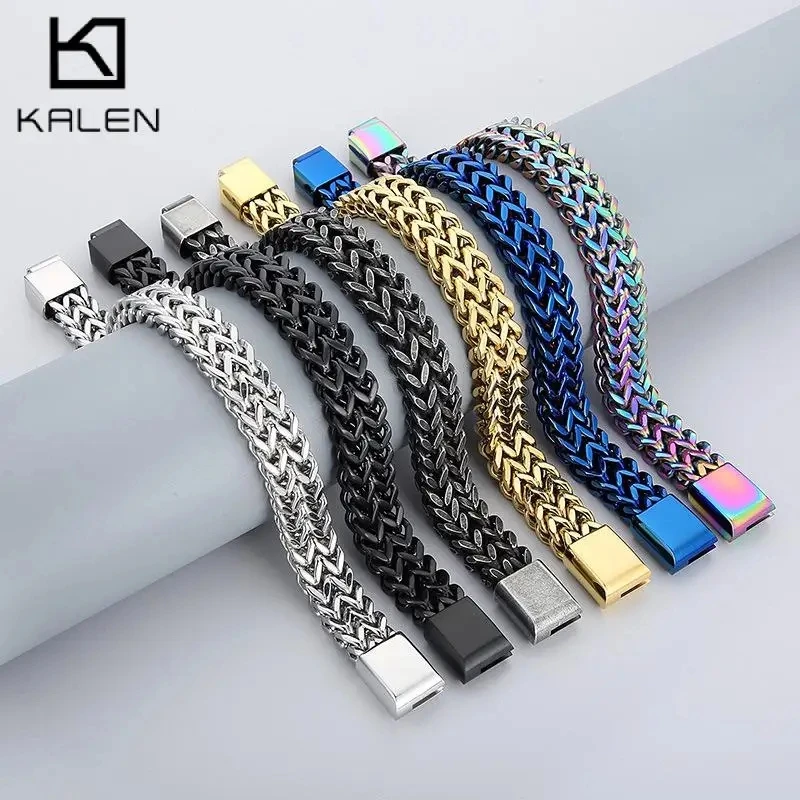 KALEN Simple Double Row Front Bracelet for Men Women Punk Personalized Flat Buckle Stainless Steel Bracelet Party Jewelry Gift
KALEN Simple Double Row Front Bracelet for Men Women Punk Personalized Flat Buckle Stainless Steel Bracelet Party Jewelry Gift