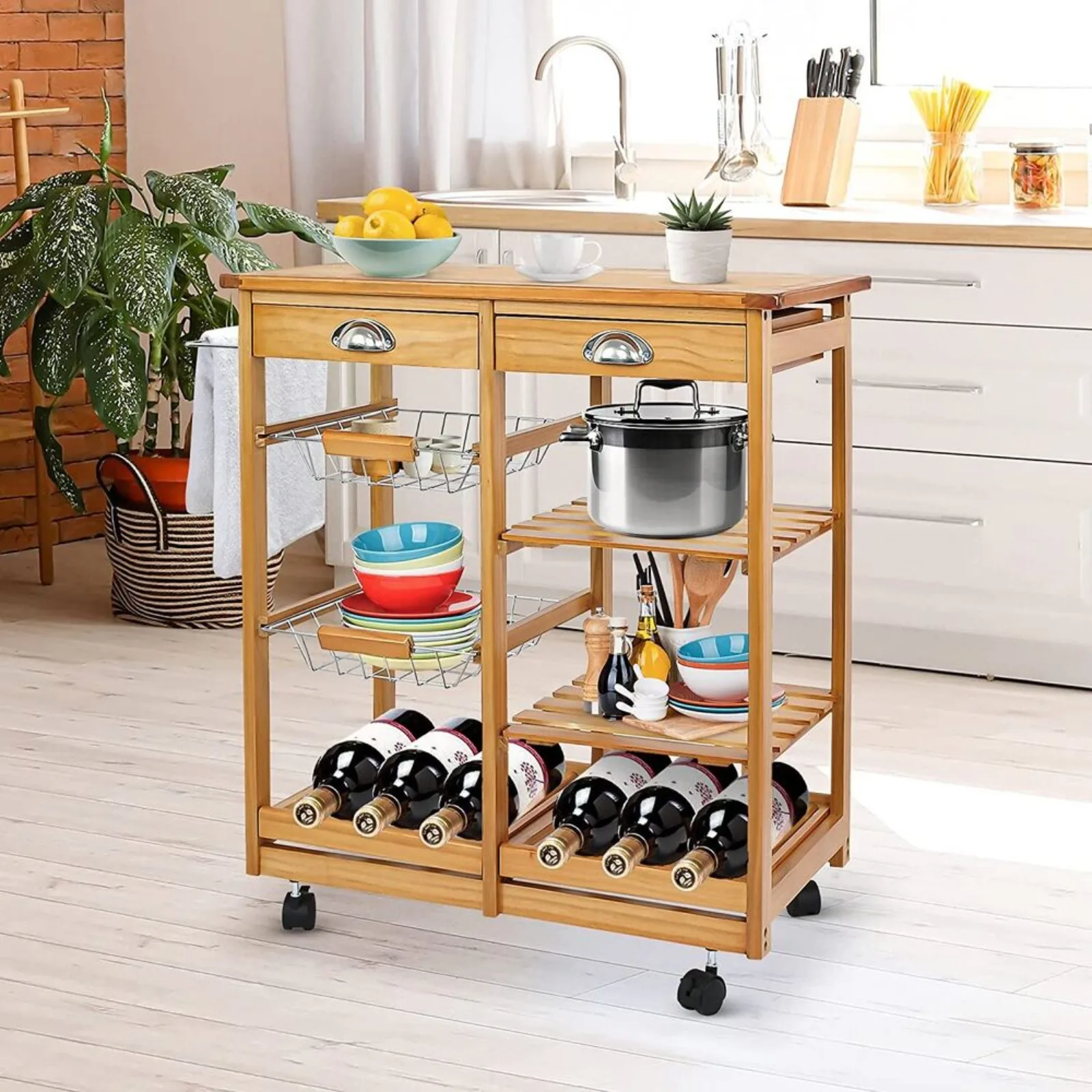 US Rolling Kitchen Island Wood Mobile Serving Cart w/Storage for Home Restuarant
US Rolling Kitchen Island Wood Mobile Serving Cart w/Storage for Home Restuarant