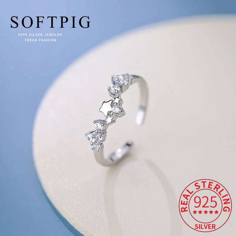 SOFTPIG Genuine 925 Sterling Silver Zircon Star Adjustable Ring for Women Cute Fine Jewelry Minimalist Light Luxury Accessories
SOFTPIG Genuine 925 Sterling Silver Zircon Star Adjustable Ring for Women Cute Fine Jewelry Minimalist Light Luxury Accessories