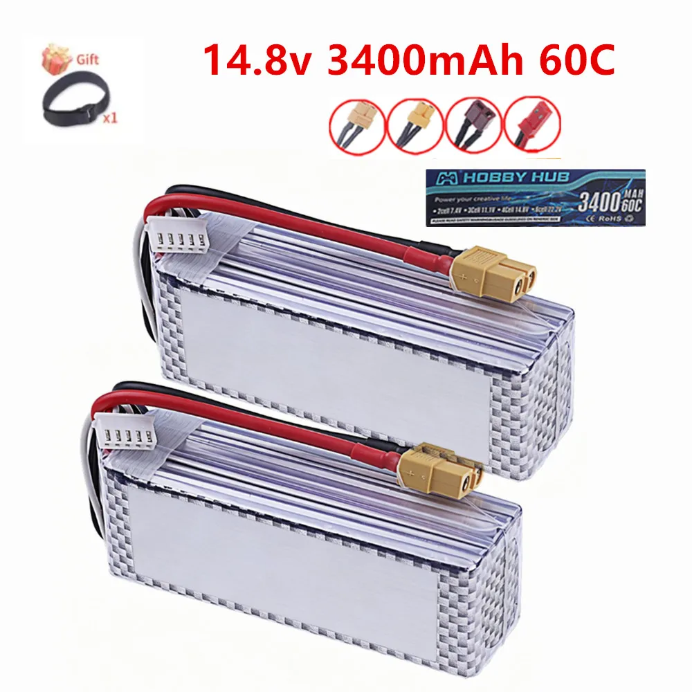 LiPo Rechargeable Battery 4S 3400mAh 60C 14.8V for RC FPV Racing Drone Quadcopter Drone Batteries With XT60 Connector Deans Plug
LiPo Rechargeable Battery 4S 3400mAh 60C 14.8V for RC FPV Racing Drone Quadcopter Drone Batteries With XT60 Connector Deans Plug