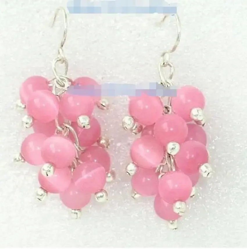 Round 6mm Pink Cat's Eye Opal Grape Cluster Earrings Silver
Round 6mm Pink Cat's Eye Opal Grape Cluster Earrings Silver