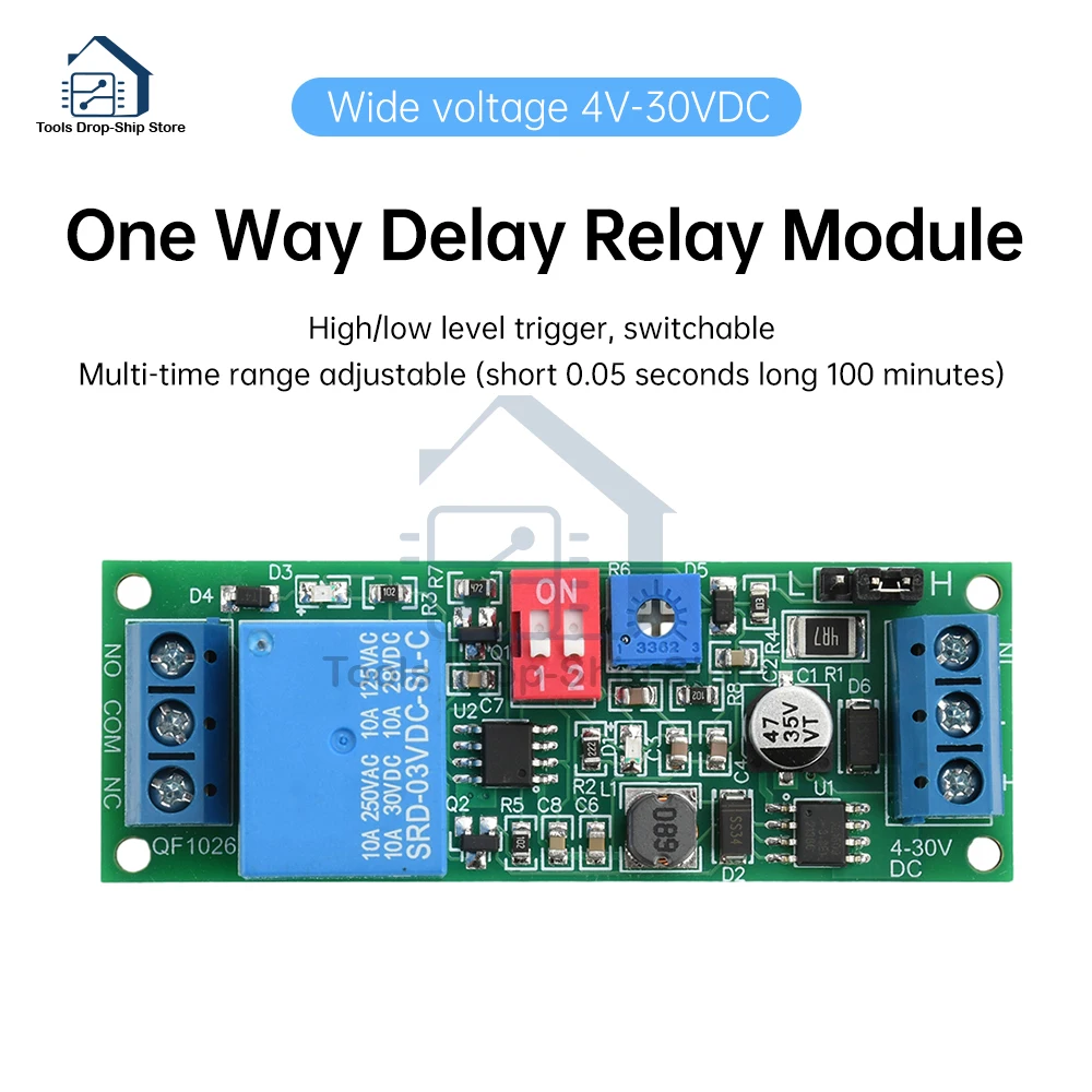 DC4-30V 10A Релейный модуль задержки Триггеры Реле задержки таймера Модуль управления 1-канальный регулируемый релейный модуль
DC4-30V 10A Релейный модуль задержки Триггеры Реле задержки таймера Модуль управления 1-канальный регулируемый релейный модуль