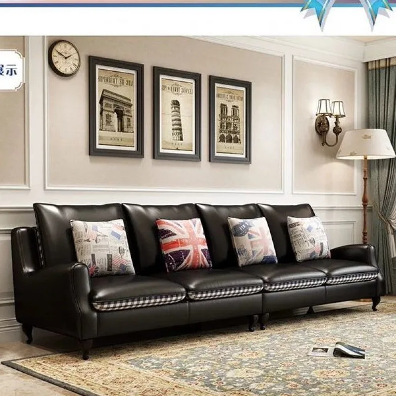 American leather sofa Nordic small apartment living room leather cloth dual-purpose whole light luxury simple European straight-
American leather sofa Nordic small apartment living room leather cloth dual-purpose whole light luxury simple European straight-