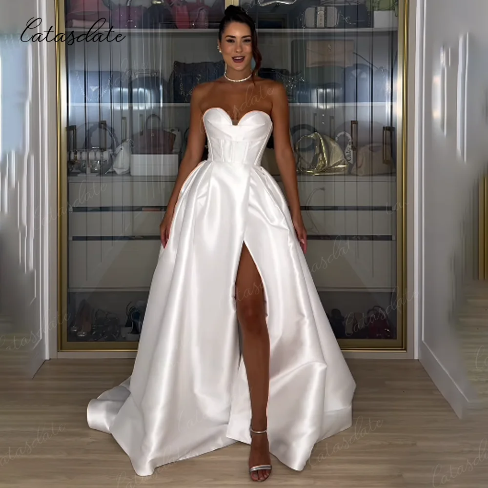 Catasdate A Line Wedding Dress Elegant Long Wedding Gown High Slit Elegant Engagement Dresses vestidos de novia Customized
Catasdate A Line Wedding Dress Elegant Long Wedding Gown High Slit Elegant Engagement Dresses vestidos de novia Customized