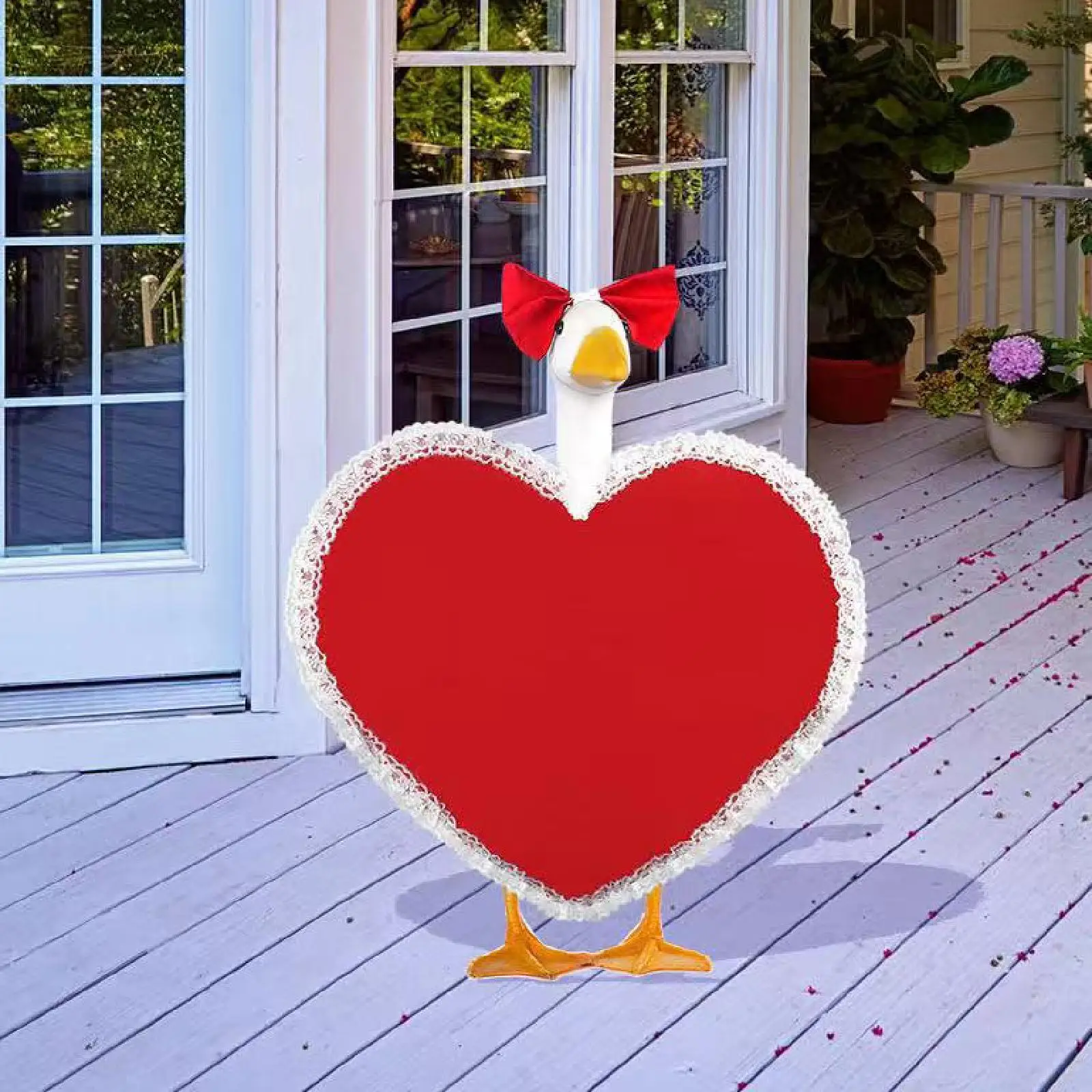 Костюм гуся в форме сердца, костюм статуи двора для прихожей во дворе, патио
Костюм гуся в форме сердца, костюм статуи двора для прихожей во дворе, патио